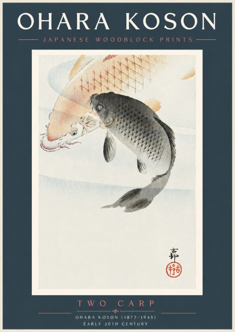 Ohara Koson Two Carp No5 - Poszter