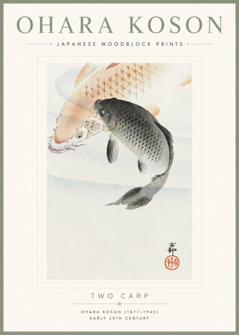 Ohara Koson Two Carp No6 - Poszter