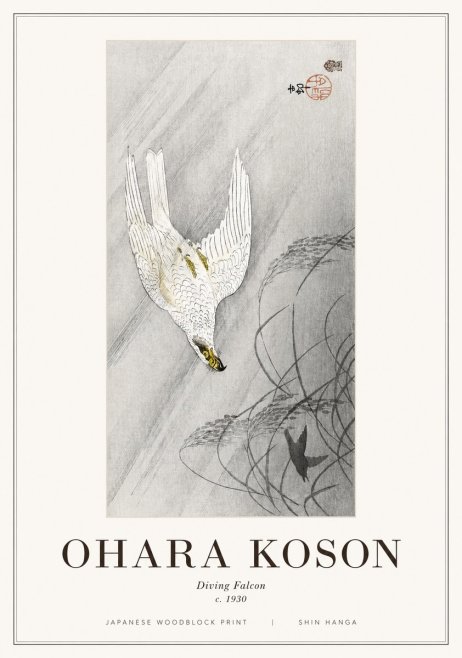 Ohara Koson Diving Falcon No1 - Poszter