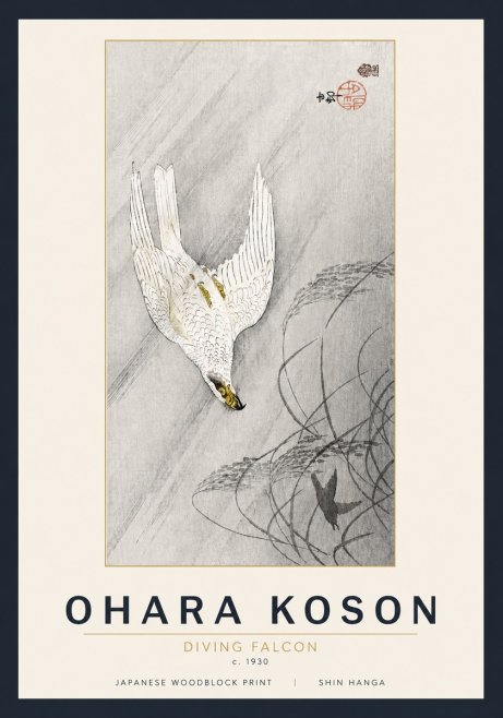 Ohara Koson Diving Falcon No5 - Poszter