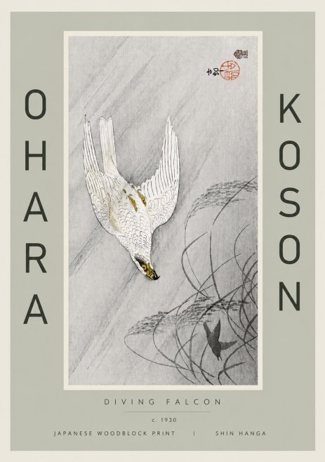 Ohara Koson Diving Falcon No6 - Poszter