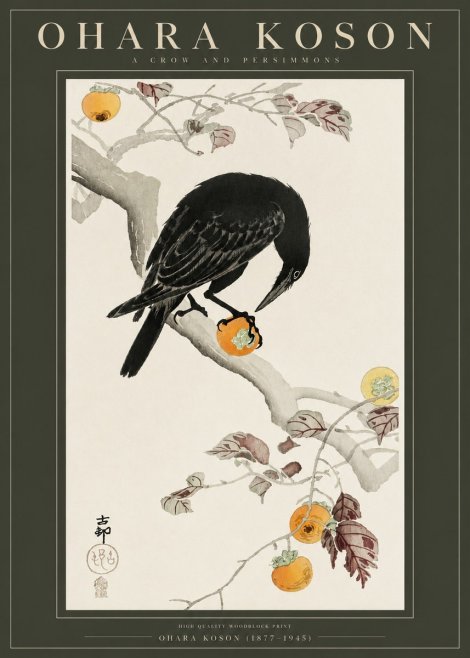 Ohara Koson A Crow and Persimmons No2 - Poszter