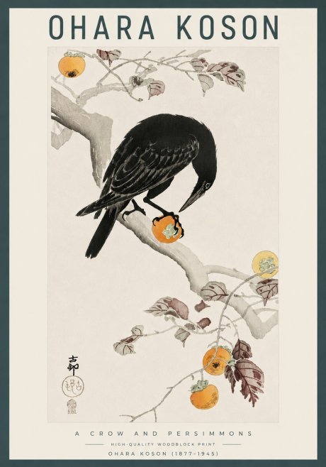 Ohara Koson A Crow and Persimmons No3 - Poszter