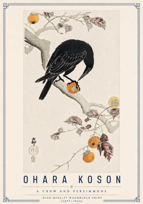 Ohara Koson A Crow and Persimmons No5 - Poszter