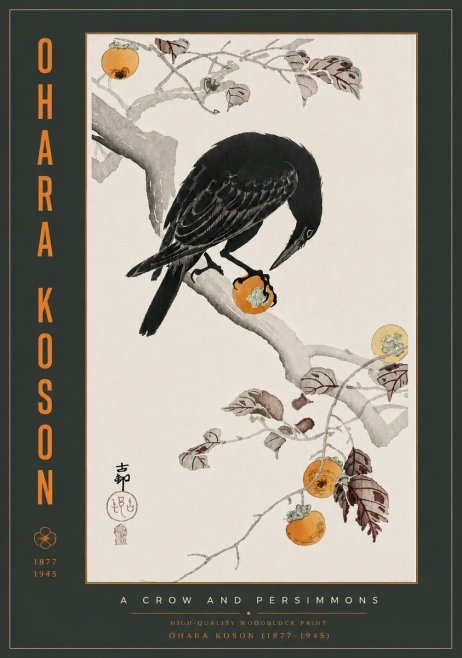 Ohara Koson A Crow and Persimmons No6 - Poszter