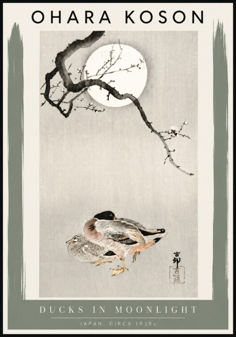Ohara Koson Ducks in Moonlight No4 - Poszter