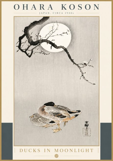 Ohara Koson Ducks in Moonlight No5 - Poszter