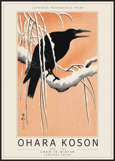 Ohara Koson Crow in Winter II No4 - Poszter