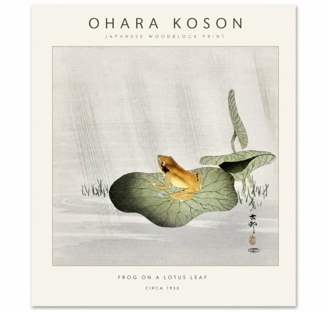 Ohara Koson Frog on a Lotus Leaf No1 - Poszter