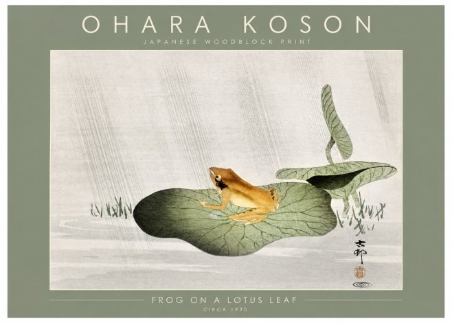 Ohara Koson Frog on a Lotus Leaf No2 - Poszter