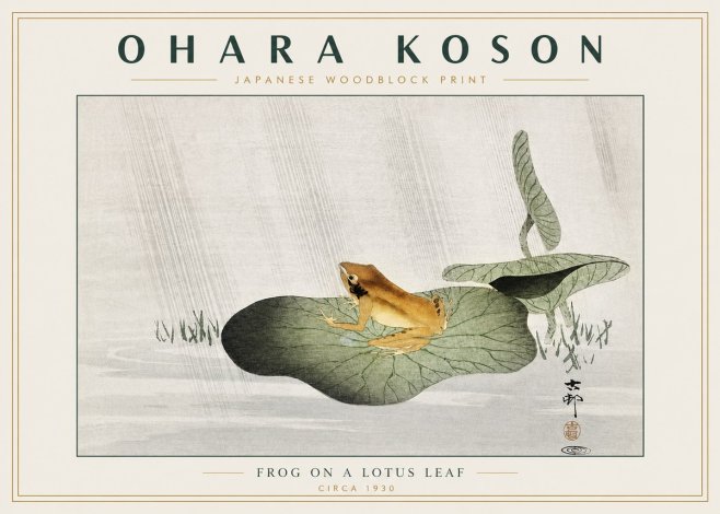 Ohara Koson Frog on a Lotus Leaf No3 - Poszter