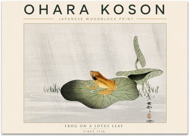 Ohara Koson Frog on a Lotus Leaf No5 - Poszter