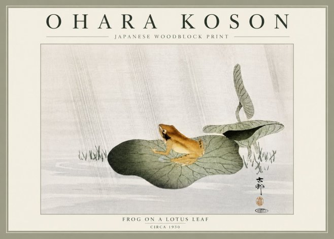 Ohara Koson Frog on a Lotus Leaf No6 - Poszter