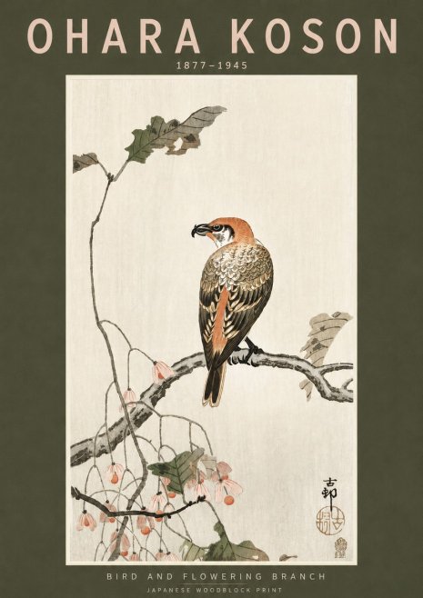 Ohara Koson Bird and Flowering Branch No3 - Poszter