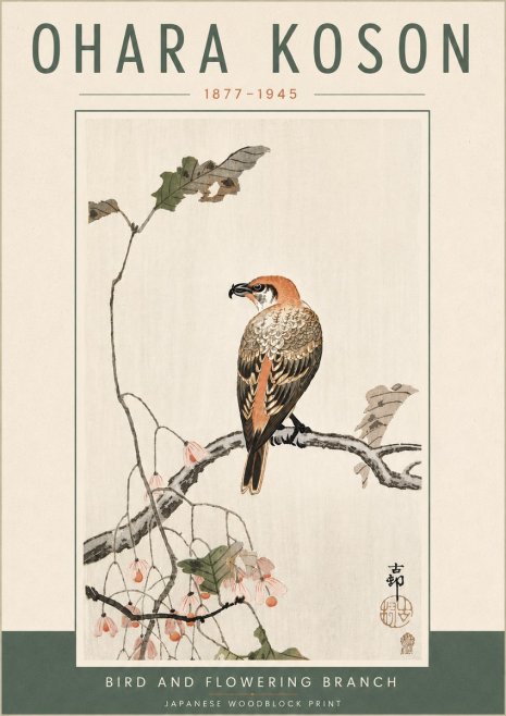 Ohara Koson Bird and Flowering Branch No6 - Poszter