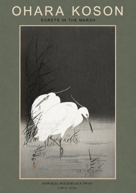 Ohara Koson Egrets in the Marsh No2 - Poszter