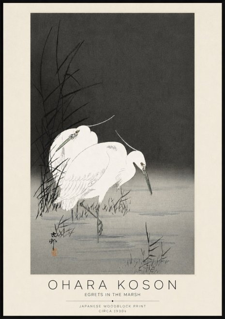 Ohara Koson Egrets in the Marsh No3 - Poszter