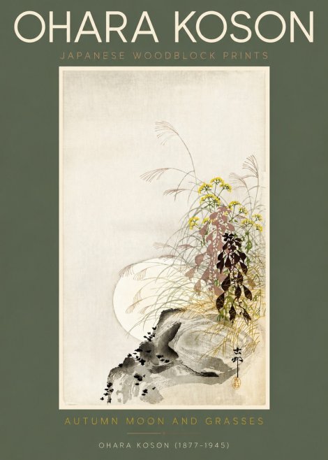 Ohara Koson Autumn Moon and Grasses No2 - Poszter