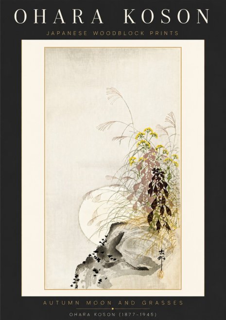 Ohara Koson Autumn Moon and Grasses No4 - Poszter