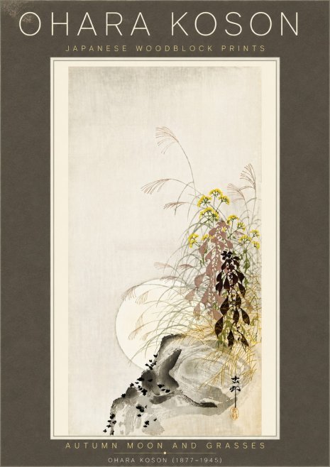 Ohara Koson Autumn Moon and Grasses No6 - Poszter