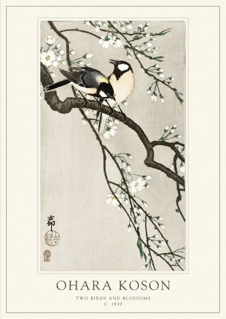 Ohara Koson Two Birds and Blossoms II No1 - Poszter