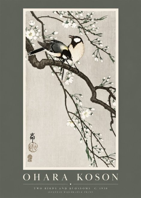 Ohara Koson Two Birds and Blossoms II No2 - Poszter