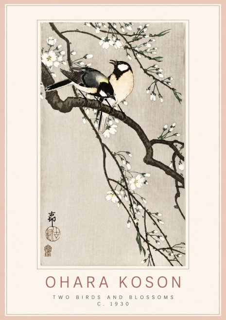 Ohara Koson Two Birds and Blossoms II No3 - Poszter
