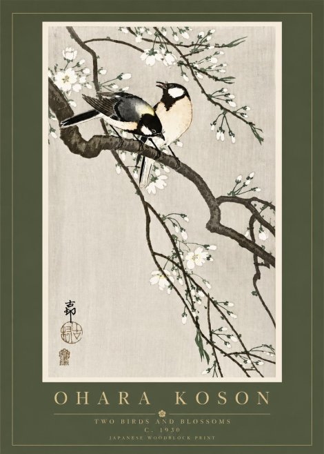 Ohara Koson Two Birds and Blossoms II No5 - Poszter