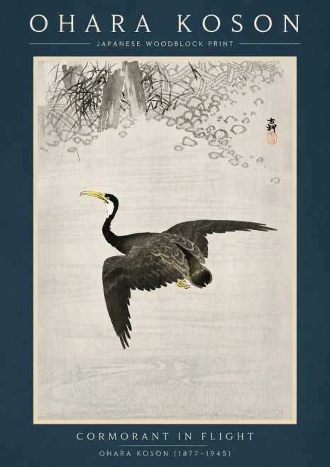 Ohara Koson Cormorant in Flight No2 - Poszter