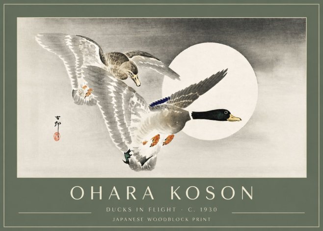 Ohara Koson Ducks in Flight No3 - Poszter