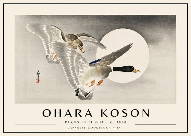 Ohara Koson Ducks in Flight No4 - Poszter