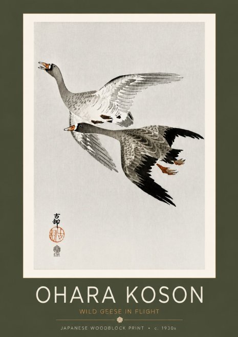 Ohara Koson Wild Geese in Flight III No4 - Poszter