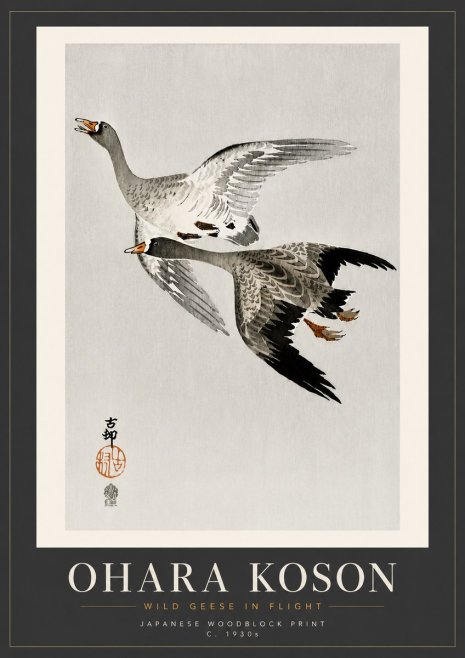Ohara Koson Wild Geese in Flight III No5 - Poszter