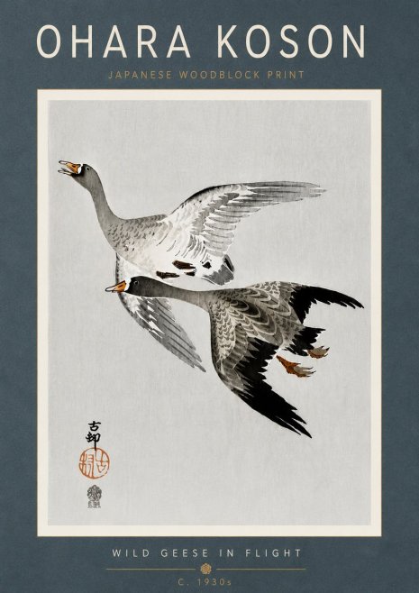 Ohara Koson Wild Geese in Flight III No6 - Poszter