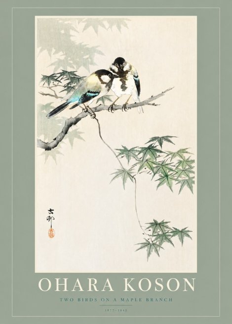 Ohara Koson Two Birds on a Maple Branch No2 - Poszter
