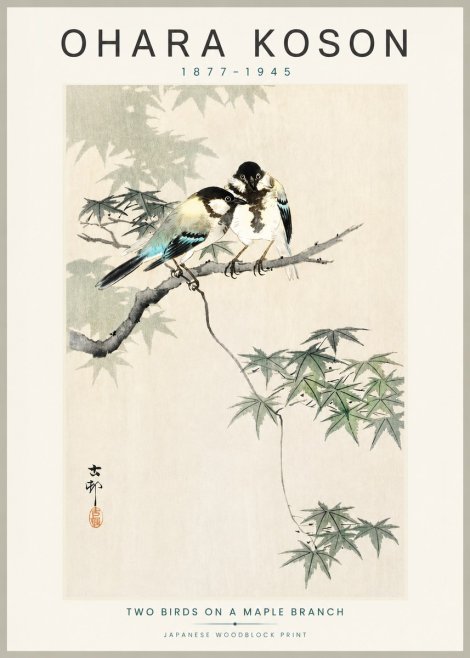 Ohara Koson Two Birds on a Maple Branch No3 - Poszter