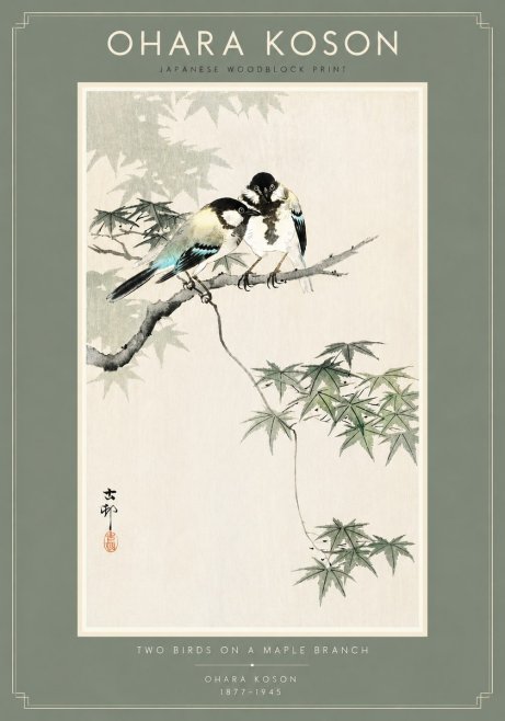 Ohara Koson Two Birds on a Maple Branch No4 - Poszter