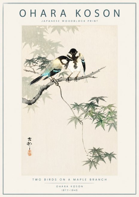 Ohara Koson Two Birds on a Maple Branch No6 - Poszter