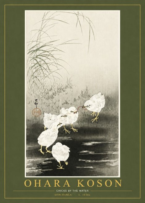 Ohara Koson Chicks by the Water No2 - Poszter