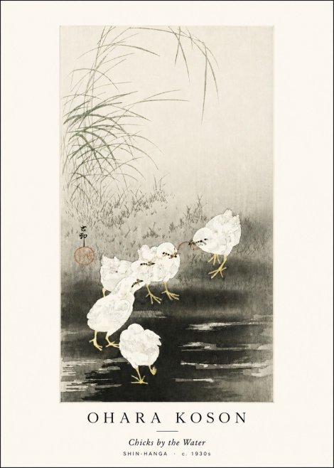 Ohara Koson Chicks by the Water No3 - Poszter
