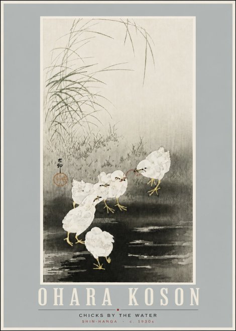 Ohara Koson Chicks by the Water No4 - Poszter