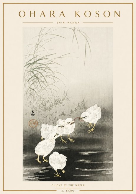 Ohara Koson Chicks by the Water No6 - Poszter