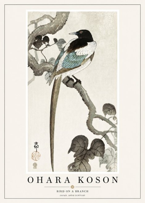 Ohara Koson Bird on a Branch IV No1 - Poszter