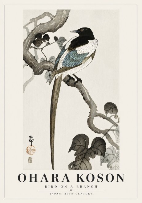 Ohara Koson Bird on a Branch IV No6 - Poszter