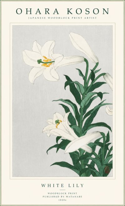 Ohara Koson White Lily No1 - Poszter