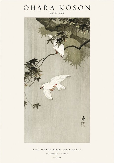 Ohara Koson Two White Birds and Maple No1 - Poszter
