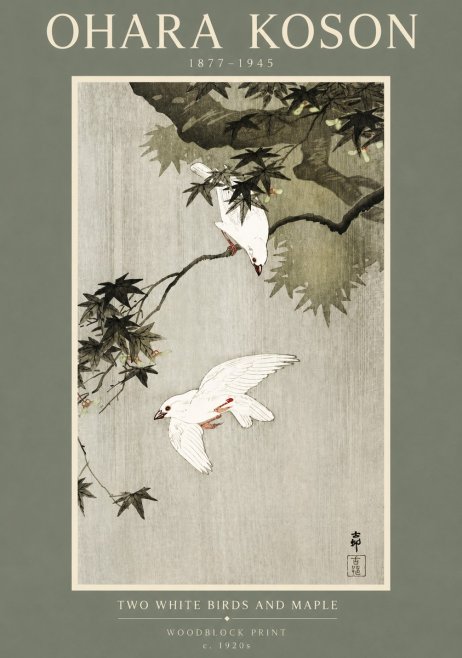 Ohara Koson Two White Birds and Maple No2 - Poszter