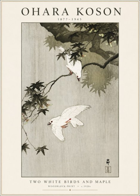Ohara Koson Two White Birds and Maple No3 - Poszter