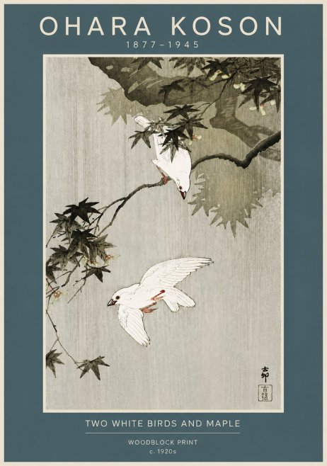 Ohara Koson Two White Birds and Maple No4 - Poszter