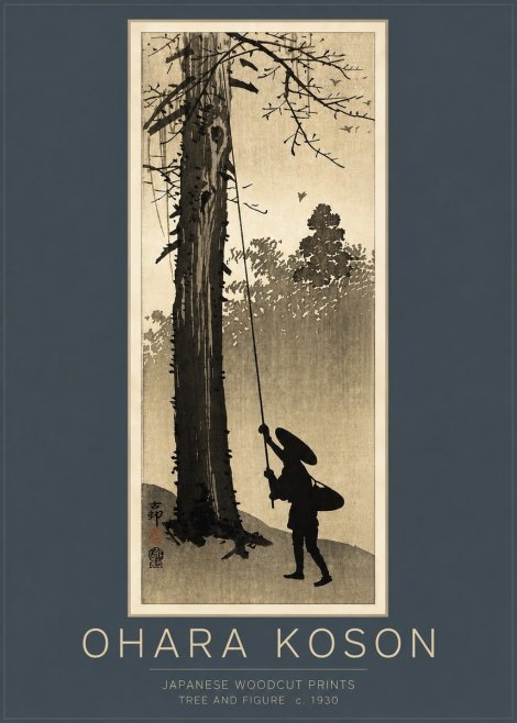 Ohara Koson Tree and Figure No3 - Poszter